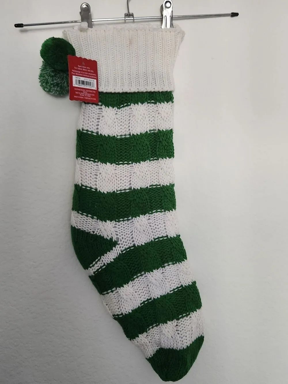 Ashland Christmas Noel Holiday Stocking Knit Green And White Striped